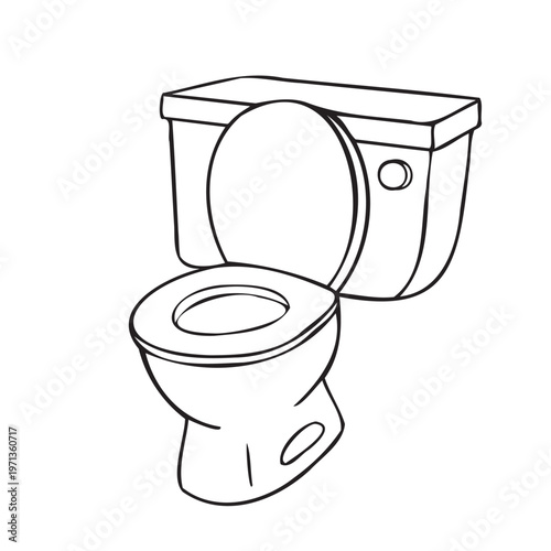 Toilet bathroom fixture monochrome line art vector
