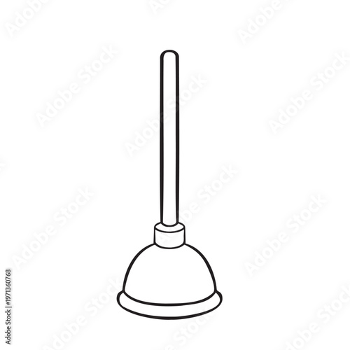 Plunger toilet plunger monochrome line art vector