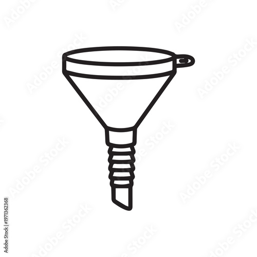 Funnel Outline with Corrugated Spout Isolated on White Stock Icon
