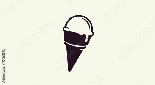 A black and white illustration of an ice cream cone