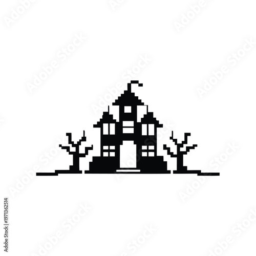 Abandoned Building Black and White Vector