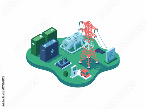 Isometric smart grid energy storage with electric vehicle charging