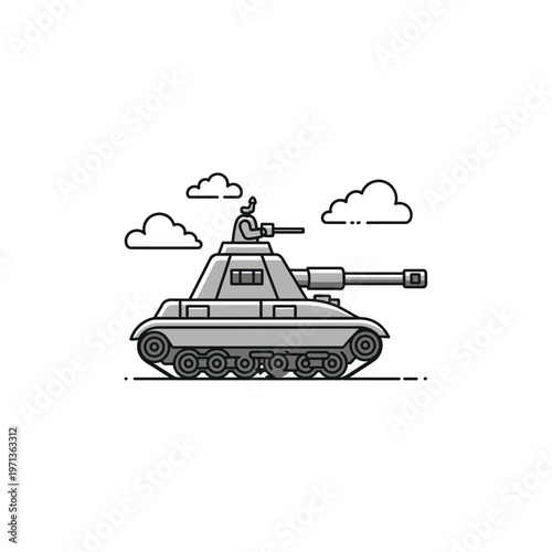 Military Tank with Soldier Vector Illustration
