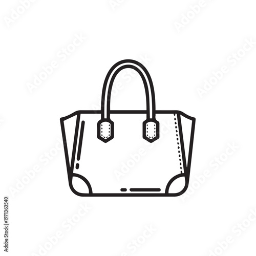 Handbag Icon Line Art Minimalist Tote Bag Style Accessory for Fashion and Shopping