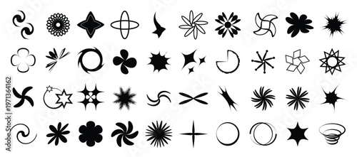 geometric brutalism forms sticker y k style graphic design 