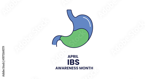 Irritable bowel syndrome awareness illustration of human stomach and intestines