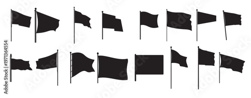  flags silhouette white background