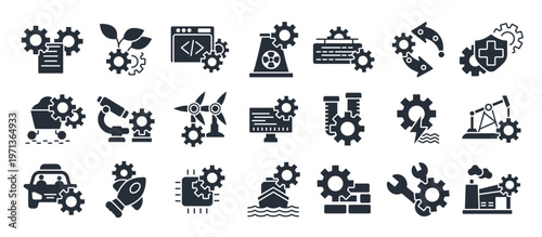 engineering icon set editable stroke linear style sign
