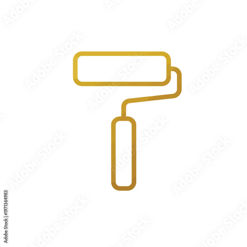 Vector of a golden paint roller with a sleek minimalist design