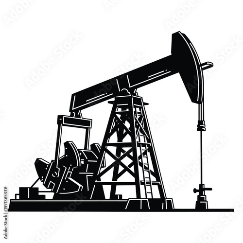 Oil pump jack silhouette icon vector