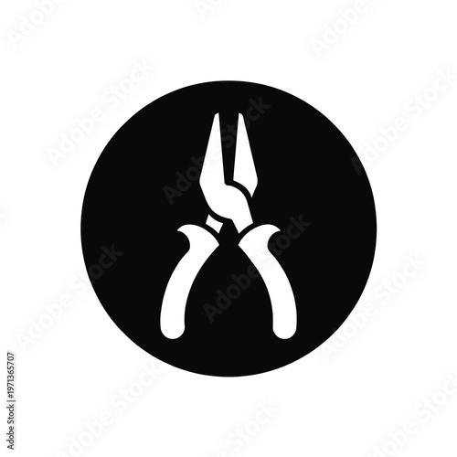 Vector of a pair of pliers centered in a circular design.