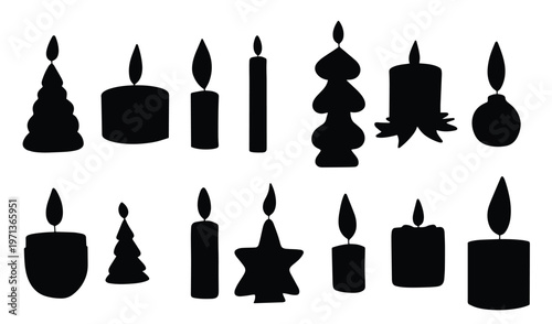 collection of christmas candles silhouette candle