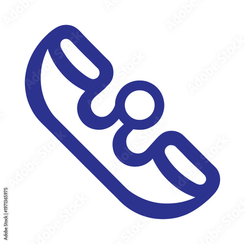 Bright blue vector icon of a telephone handset isolated
