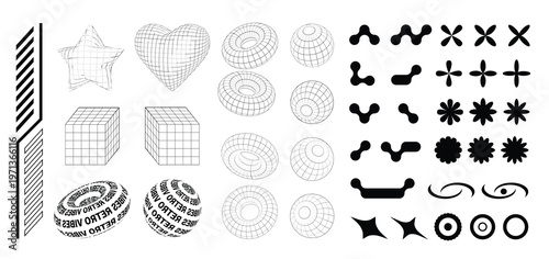 collection of retro y k forms shapes and d mesh objects