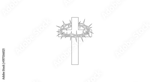 Crown of thorns on crucifix symbol.
