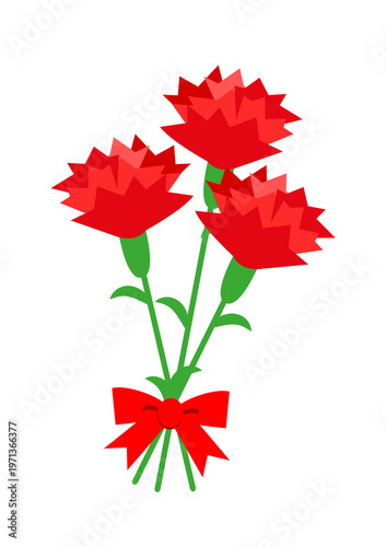 母の日 リボンで束ねたカーネーションのイラスト素材