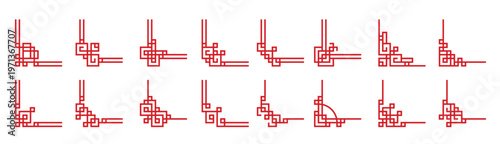 chinese red frames corners dividers of luck knot 