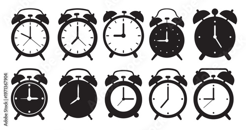 clocks silhouette white background