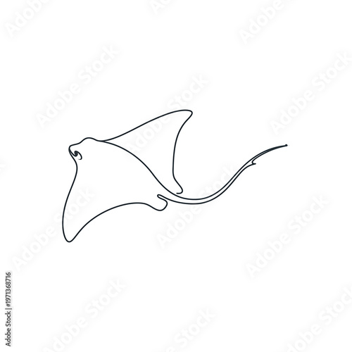 Stingray Swimming in the Ocean Water.