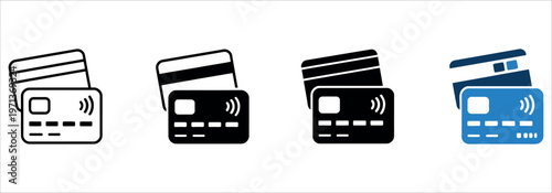 Credit Card and Contactless Payment Icon Set for Online Banking and Digital Transaction Vector Illustration.