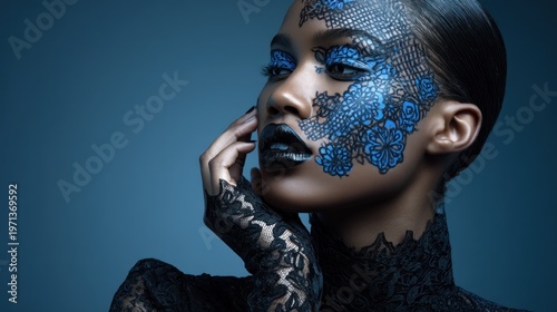 Woman with face art artistic fashion portrait