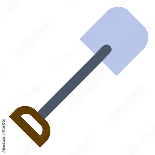 Flat design shovel icon isolated on gray background