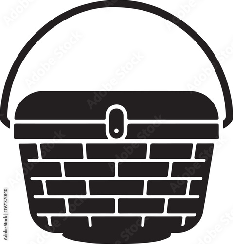Foto Fishing creel basket icon on white background.