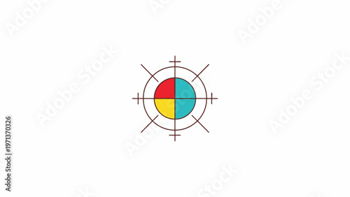Photos Minimalist Navigation Compass Icon with Color Quadrants