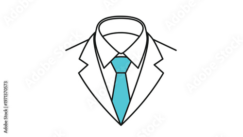 Minimalist icon representing a formal business suit with a white shirt and a bright turquoise blue necktie on a white background. Free Download Minimalist icon representing a formal business suit with a white shirt and a bright turquoise blue necktie on a white background. - GFXLoad