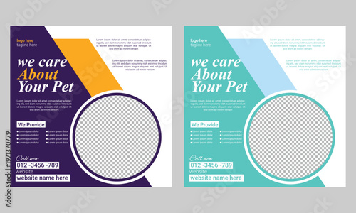Pet care promotional social media post template