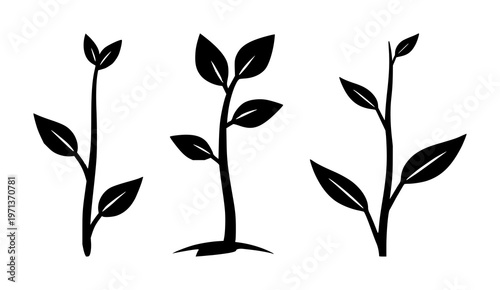 Financial growth plant sprout set with monoline icon design featuring financial, growth, plant with economic and prosperity