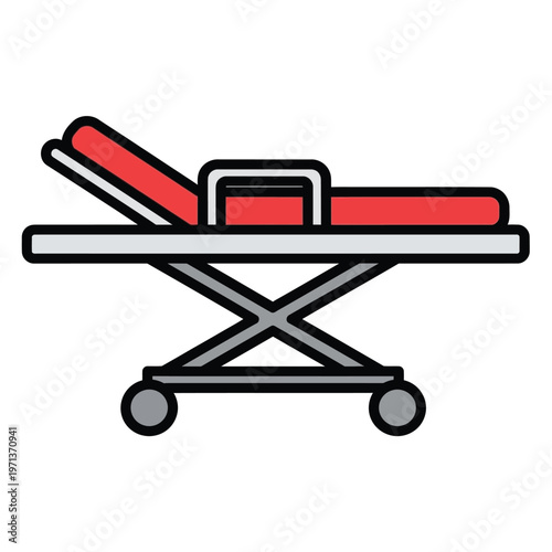 Hospital Stretcher Icon Medical Emergency Bed for Patient Transport in Flat Outline Style