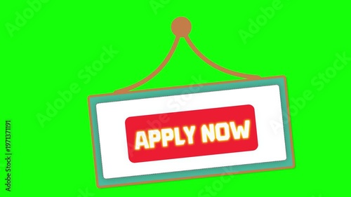 Green screen sign with the text 'Apply Now' illuminated in bright red to indicate immediate action or opportunity for enrollment or participation