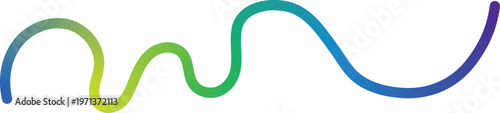 A single continuous fluid wave line featuring a vibrant gradient from blue to green and purple