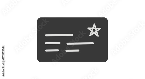 Abstract illustration of a stylized card featuring a star design and text representation
