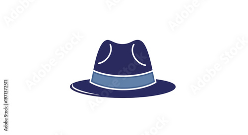 Illustration of a stylish fedora hat, a fashion accessory on a plain white background