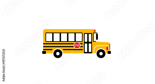 Illustration of a Yellow School Bus Isolated on White, Simple Educational Design