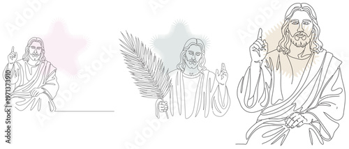 Elegant Continuous Line Art of Jesus Christ, Depicting Faith and Spirituality in a Minimalist Style for Religious and Devotional Designs