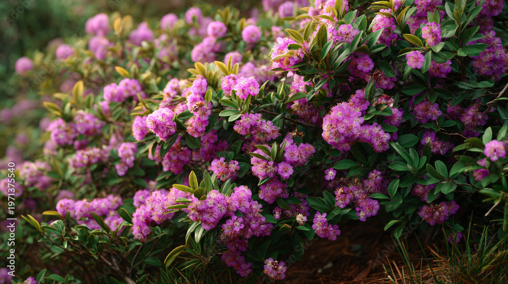 Fototapeta premium A lush bush with vibrant purple flowers blooming