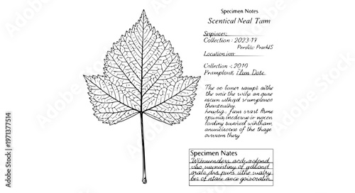 Herbarium Leaf Collection Vector with Botanical Specimen Labels