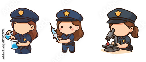 Female police officer conducting forensic science experiments