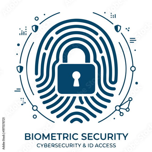 Biometric Security Lock Fingerprint Icon.