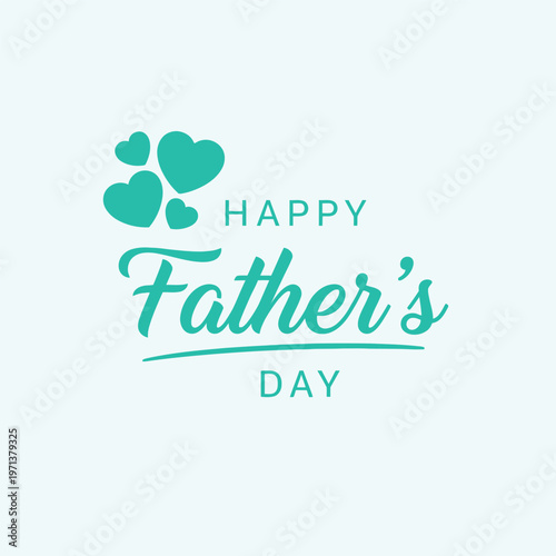 Happy fathers day card with green hearts on light green background