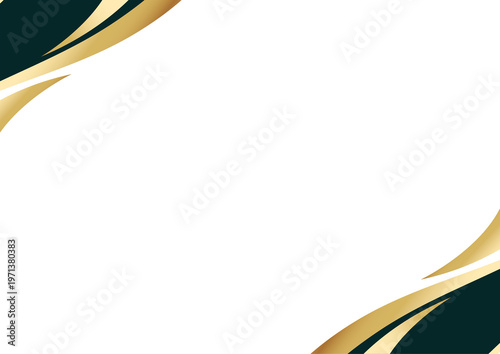 Cuadro en lienzo Elegant abstract certificate background with golden and dark green waves