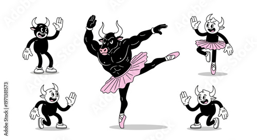 Bull dancer in pink tutu performing.