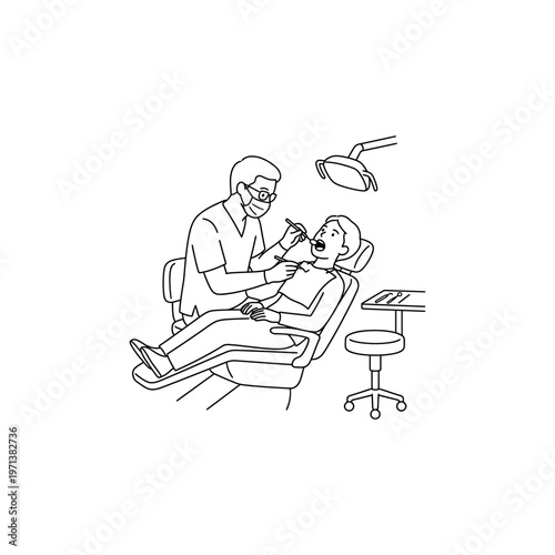 Dentist examining a patients teeth.