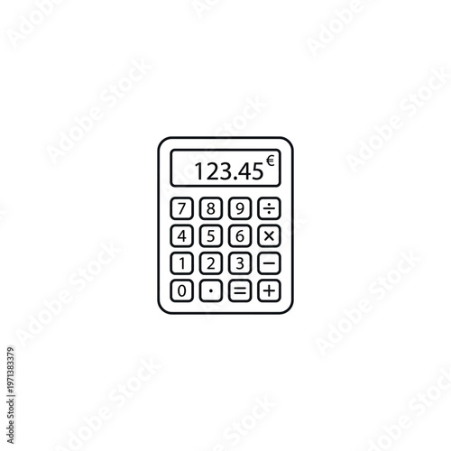 Calculator device with numbers and symbols.