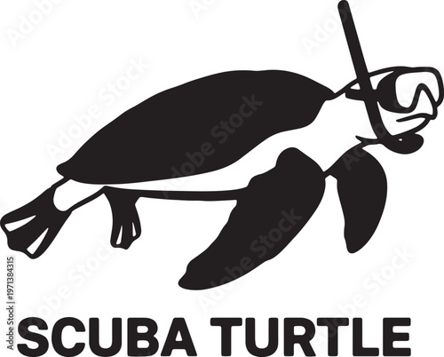 scuba diving turtle graphic