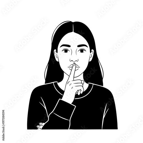 Woman Making Shush Gesture for Silence and Privacy
