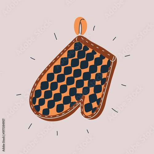 Cartoon vector illustration of oven mitt, symbolizing protection and safety in the kitchen
